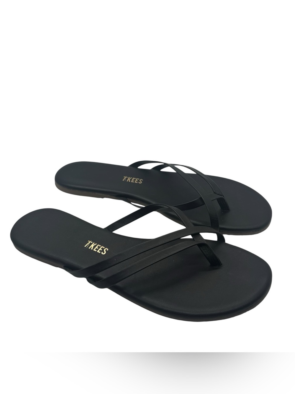TKEES Liri Flip Flop Criss Cross Strap Sandals in Black Size 38